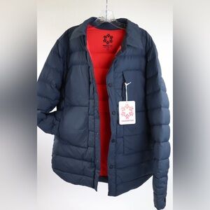 Obermeyer Explorer Down Shirt Jacket Mens Medium Blue Waterproof Puffer $249 NWT